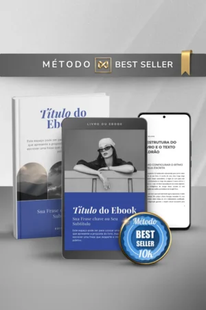 Template Ebook Canva Método Best Seller Capa de Livro Playfair Azul Safira