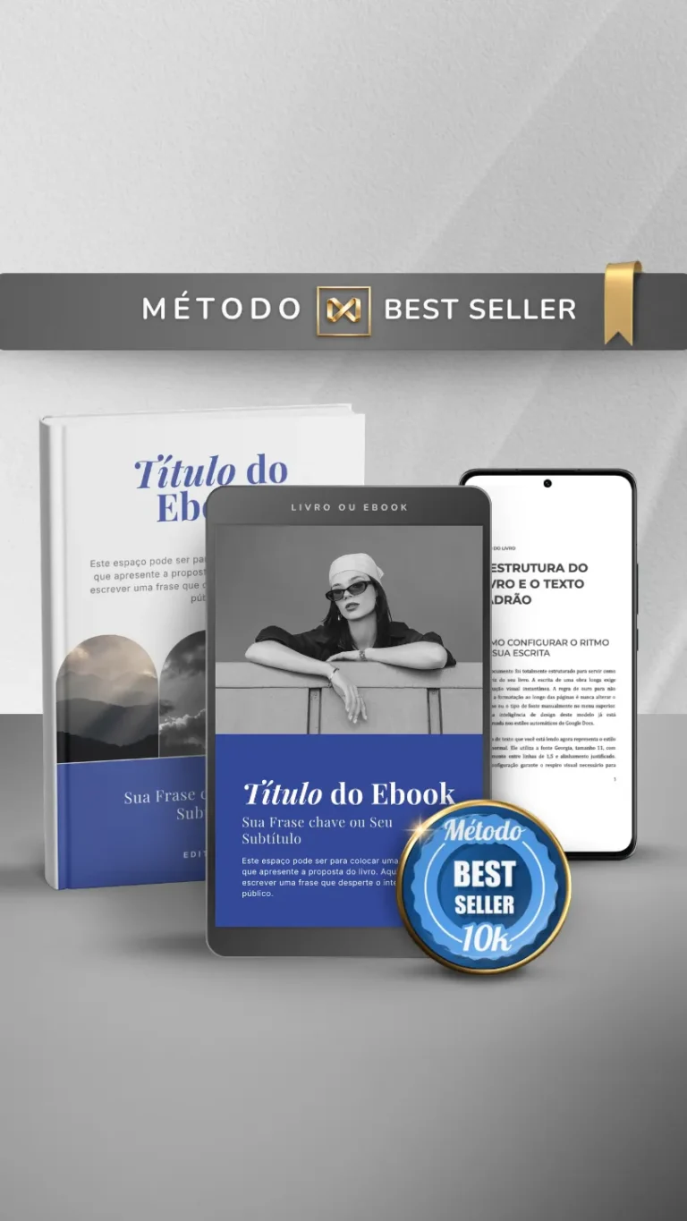 Template Ebook Canva Método Best Seller Capa de Livro Playfair Azul Safira