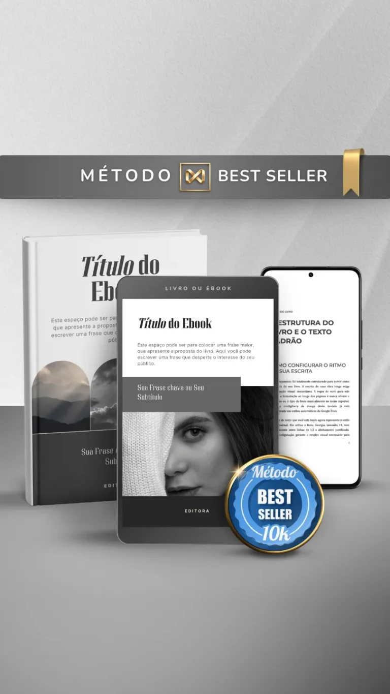 Template Ebook Canva Método Best Seller Capa de Livro Preto Ônix Gold