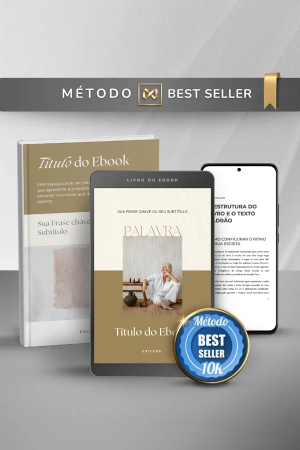 Template Ebook Canva Método Best Seller Capa de Livro Bege Camurça Nude