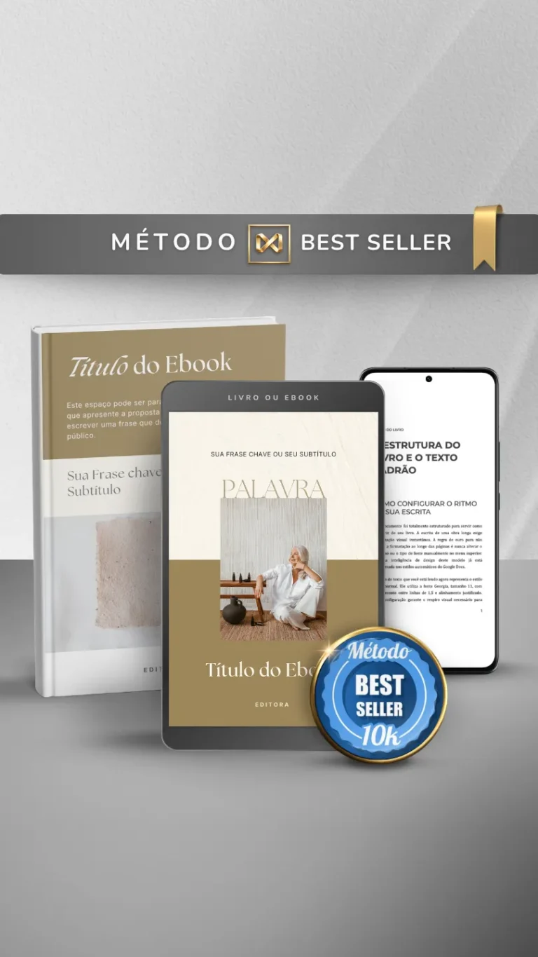 Template Ebook Canva Método Best Seller Capa de Livro Bege Camurça Nude