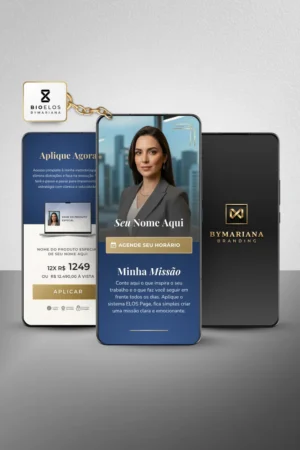 Link na Bio Canva — Modelo Link Commerce Azul Safira v2 - BioElos