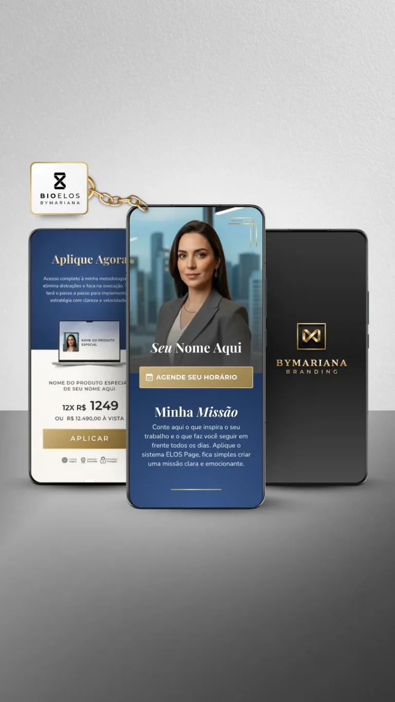 Link na Bio Canva — Modelo Link Commerce Azul Safira v2 - BioElos