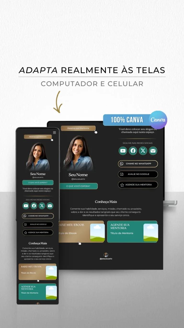 Link na Bio Canva — Modelo Super Agregador Líderes - Verde Esmeralda