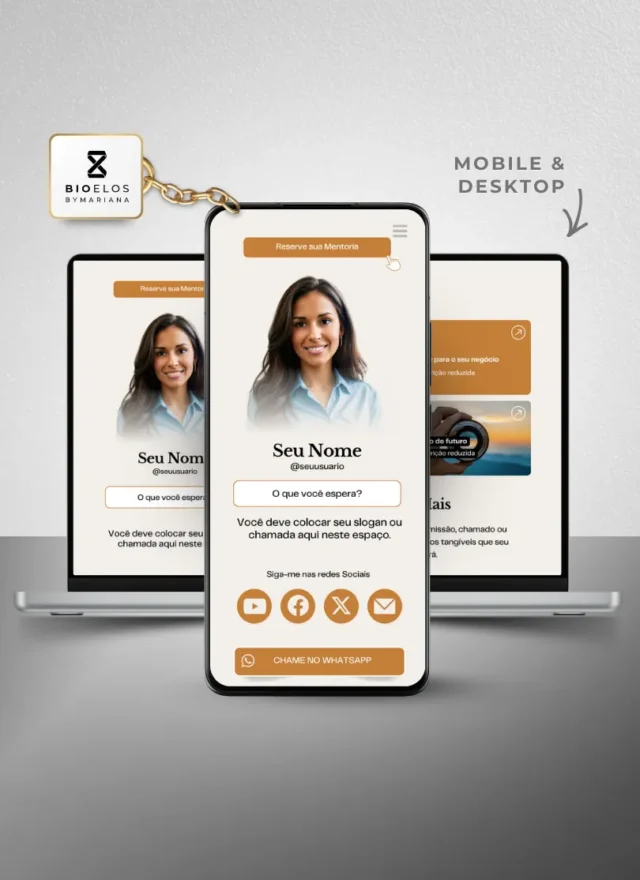 Link na Bio Canva — Modelo Super Agregador Líderes - Marrom Couro