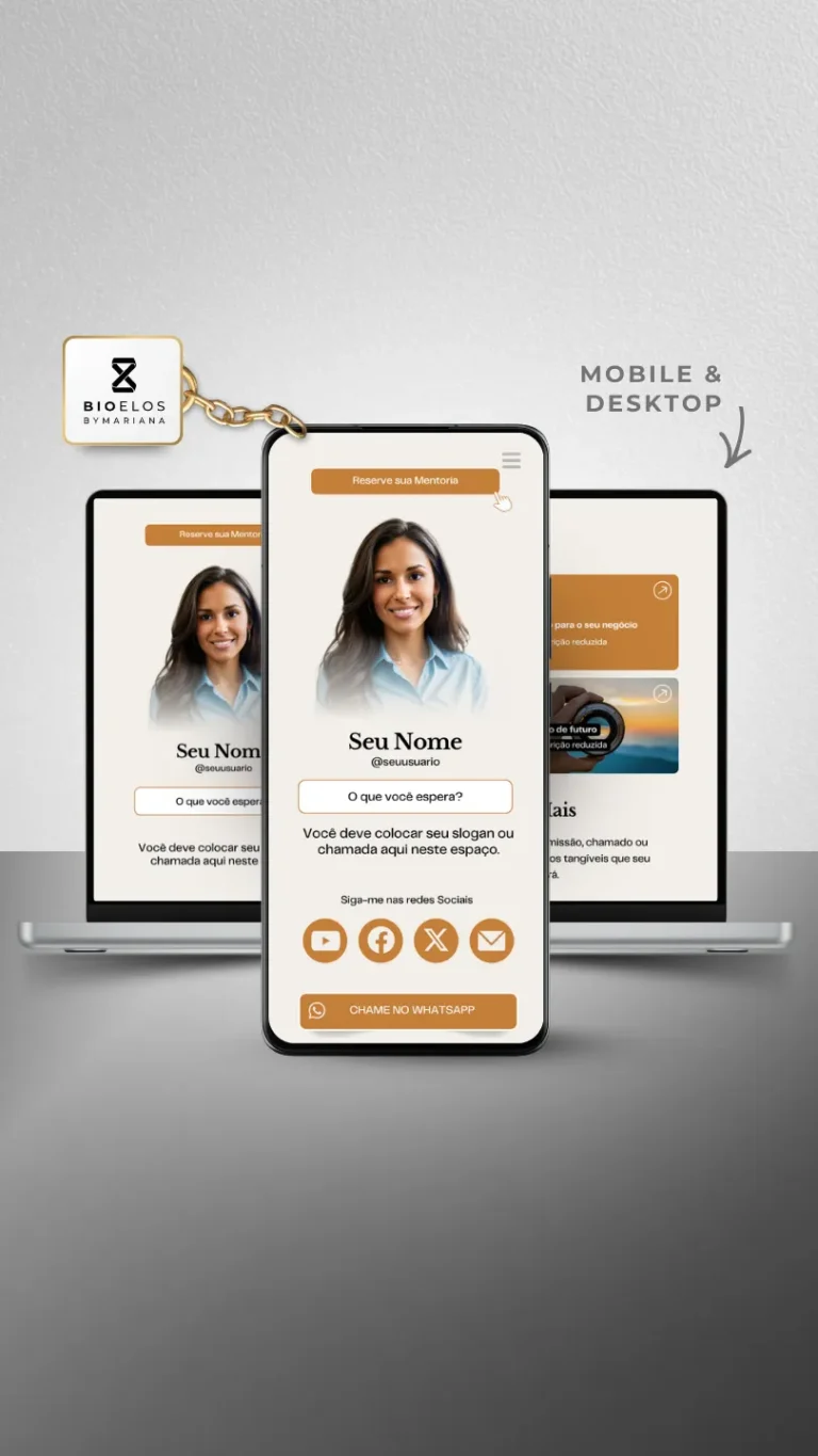 Link na Bio Canva — Modelo Super Agregador Líderes - Marrom Couro