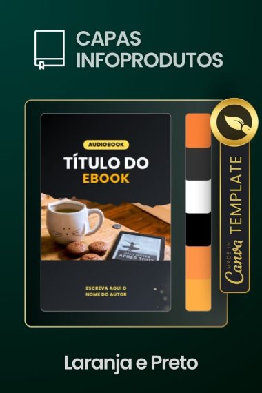 Pack de Design no Canva - Capa para Ebook e Aulas Editavel - Design de Mariana Machado - Cor Laranja e Preto