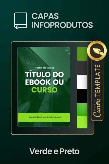 Pack de Design no Canva - Capa para Ebook e Aulas Editavel - Design de Mariana Machado - Cor Verde e Preto